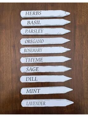 Indaba Herb Garden Marker Set of 10 New Wooden Plant Stakes Farmhouse Cottage